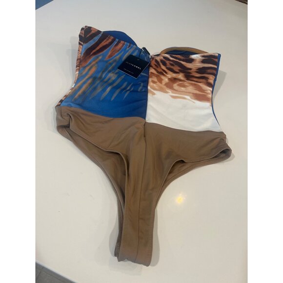 JLux Label Tropical One-Piece Swimsuit With Plunge Neckline NWT - Picture 7 of 9